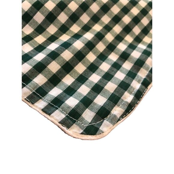 Vintage Gingham Hand Made Lined Tablecloth 54” x 54” Green & White Cotton - Picture 1 of 7